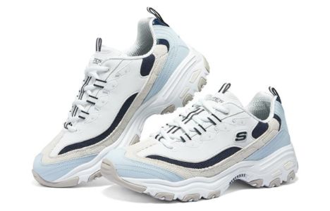Skechers D'Lites Varsity Spirit Sneaker 'White Beige Blue' 894282-NTNV sold by KicksCrew