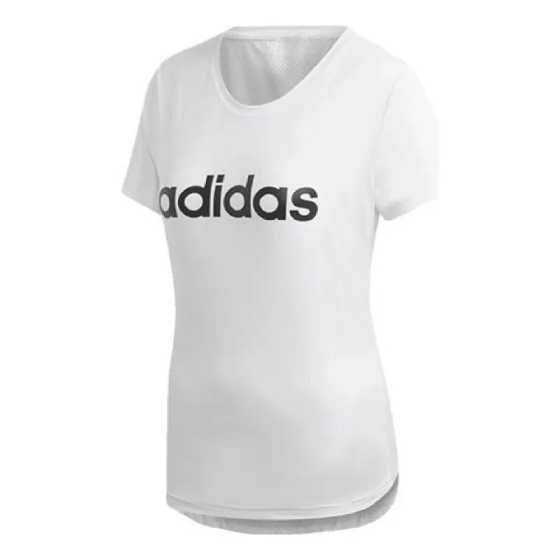 (WMNS) adidas Design 2 Move Logo T-Shirt Asia Sizing 'White Black' DU2080 sold by KicksCrew