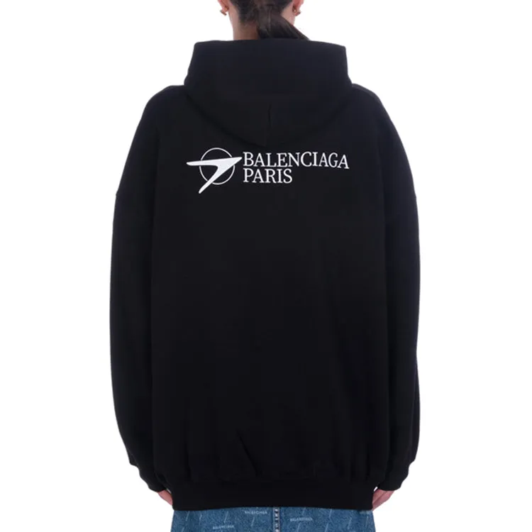 (WMNS) Balenciaga SS21 Logo otton Hoodie 'Black' 620947TKV871070 sold by KicksCrew product image thumbnail 4