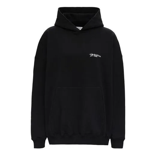 (WMNS) Balenciaga SS21 Logo otton Hoodie 'Black' 620947TKV871070 sold by KicksCrew