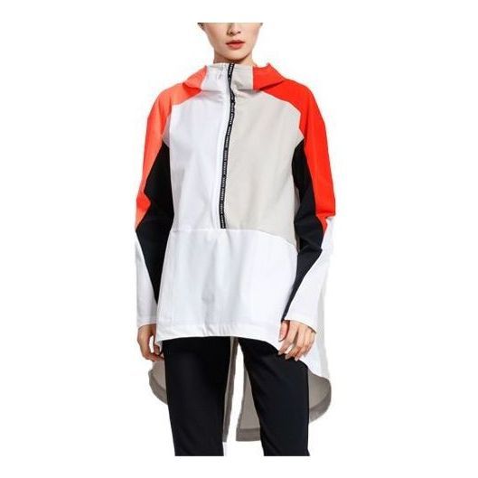 (WMNS) Under Armour Woven Graphic Anorak Jacket 'White Black Orange' 1317852-100 sold by KicksCrew