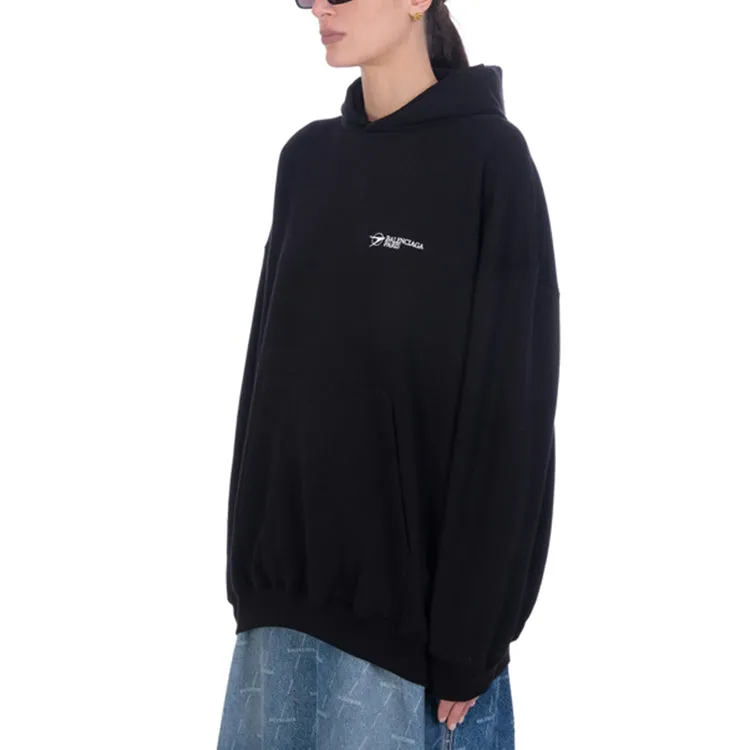 (WMNS) Balenciaga SS21 Logo otton Hoodie 'Black' 620947TKV871070 sold by KicksCrew product image thumbnail 5