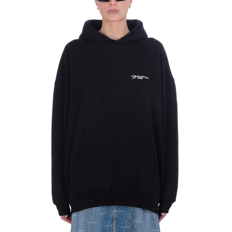 (WMNS) Balenciaga SS21 Logo otton Hoodie 'Black' 620947TKV871070 sold by KicksCrew product image thumbnail 3