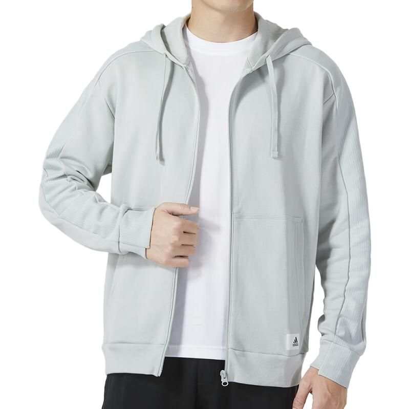 Adidas Lounge French Terry Full Zip Parka Jackets 'White' IQ3425 sold by KicksCrew product image thumbnail 3