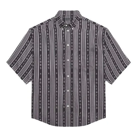 Balenciaga Striped 'Balenciaga Jeans' Shirt 'Grey Black' 647354TKL321269 sold by KicksCrew