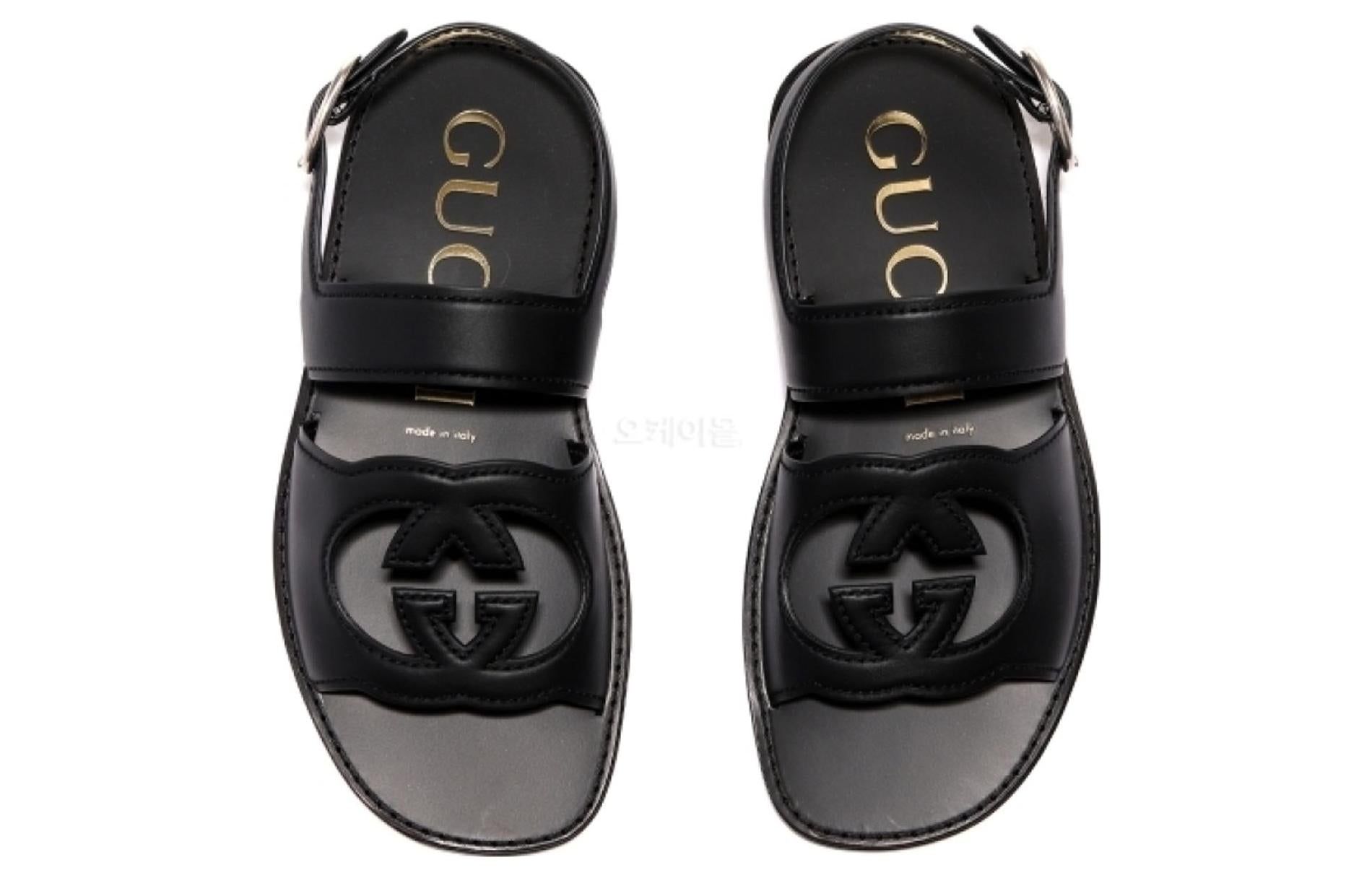 GUCCI Cut-Out Detailed Interlocking G Sandals 'Black' 723627-US000-1000 sold by KicksCrew product image thumbnail 4