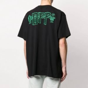 Men's Off-White C/O VIRGIL ABLOH Embroidered Logo Printing Short Sleeve Loose Version Black T-Shirt OMAA038S201850131044 sold by KicksCrew