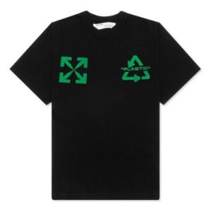 Men's Off-White C/O VIRGIL ABLOH Embroidered Logo Printing Short Sleeve Loose Version Black T-Shirt OMAA038S201850131044 sold by KicksCrew