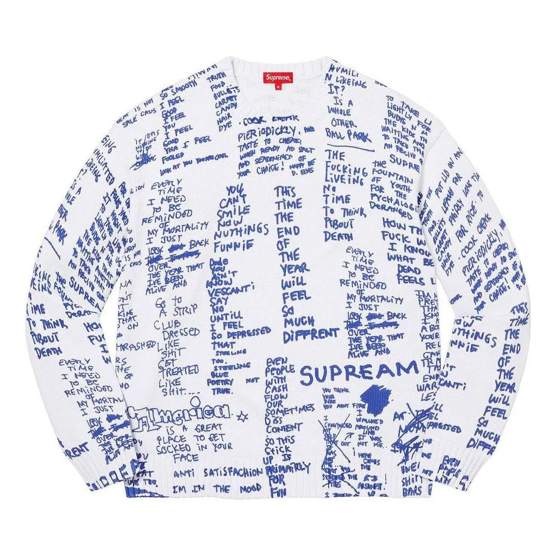 Supreme Gonz Poems Sweater 'White Blue' SUP-SS23-214 sold by KicksCrew