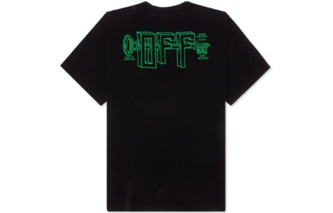Men's Off-White C/O VIRGIL ABLOH Embroidered Logo Printing Short Sleeve Loose Version Black T-Shirt OMAA038S201850131044 sold by KicksCrew