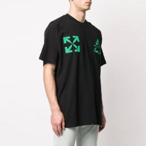Men's Off-White C/O VIRGIL ABLOH Embroidered Logo Printing Short Sleeve Loose Version Black T-Shirt OMAA038S201850131044 sold by KicksCrew