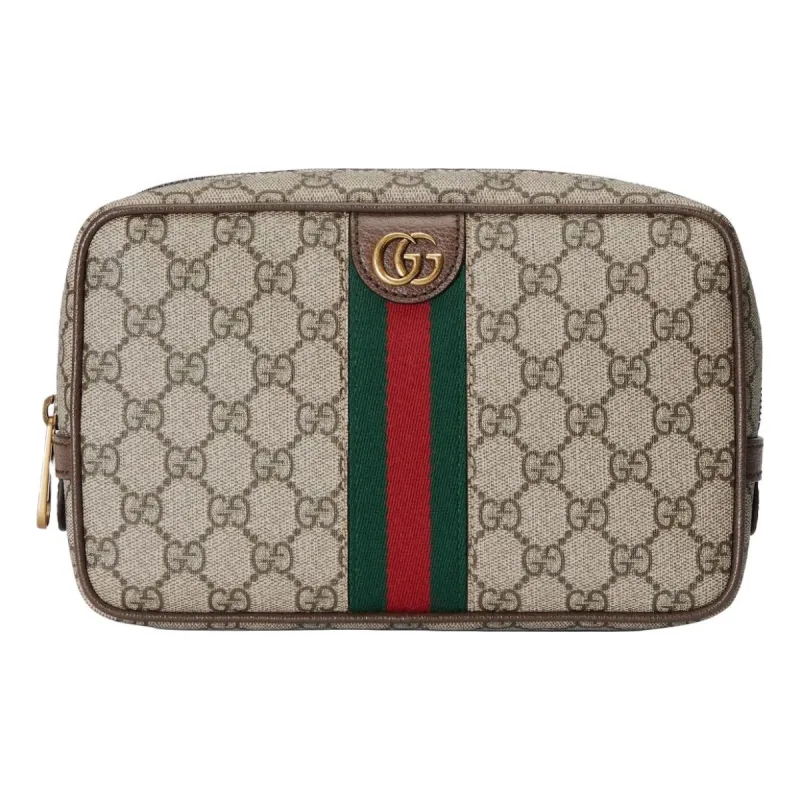 (WMNS) Gucci Savoy Toiletry Case With Web 'Beige Ebony' 760019-96IWT-8745 sold by KicksCrew