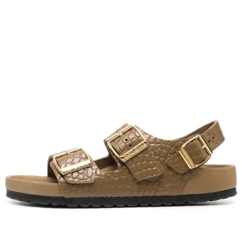 Birkenstock Milano Embossed Leather Narrow Fit Sandals 'Emboss Mud Green' 1024258 sold by KicksCrew
