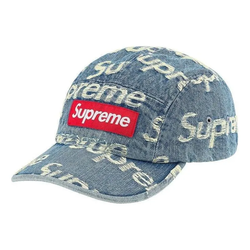 Supreme Frayed Logos Denim Camp Cap 'Teal White Red' SUP-SS21-674 sold by KicksCrew