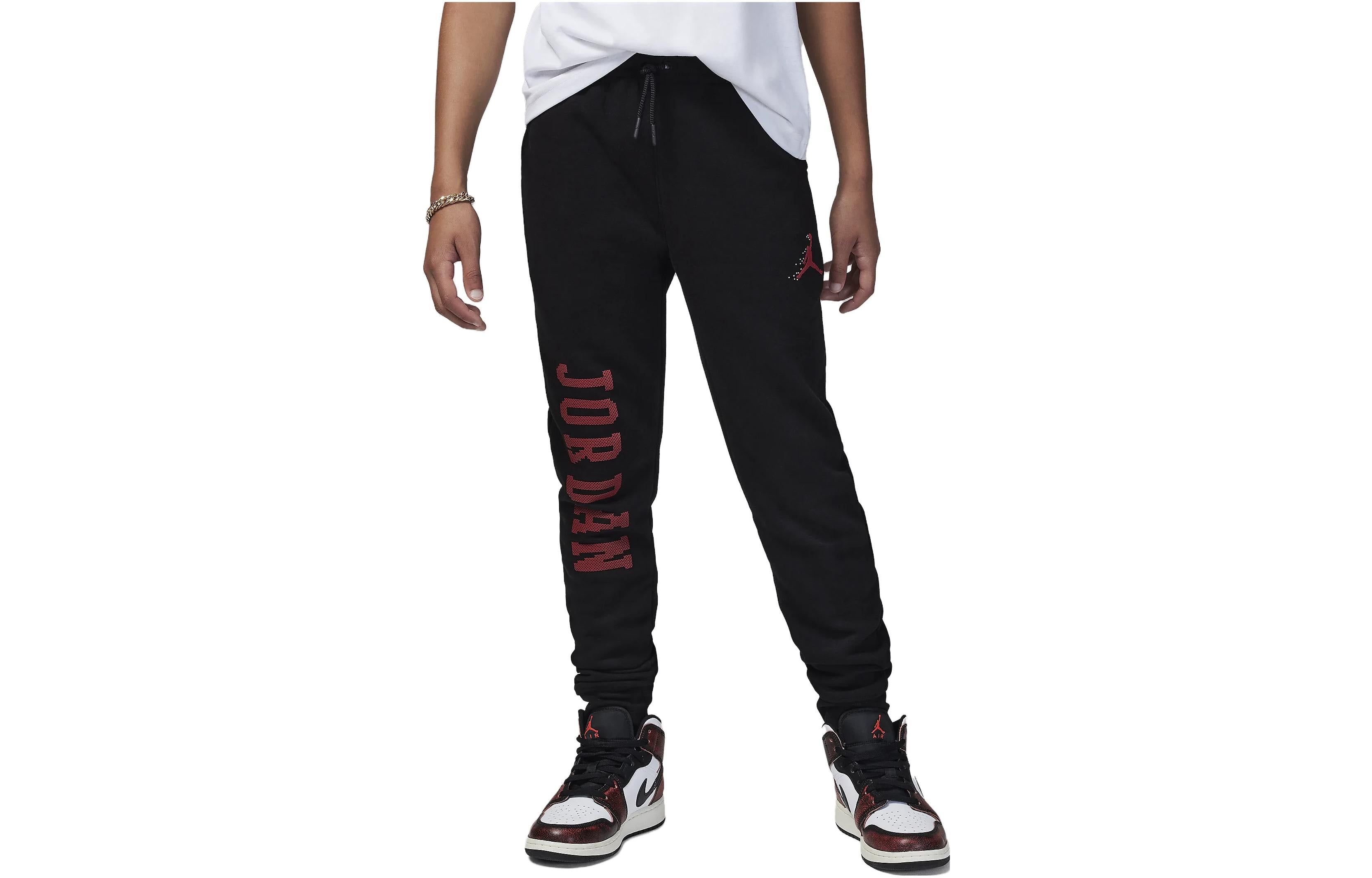 GS) Air Jordan MJ Essentials Member Fleece Pants 'Black' 95C723
