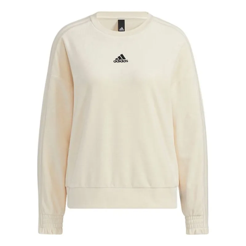 (WMNS) adidas Velour Crew Sweatshirt 'White' HG1842 sold by KicksCrew