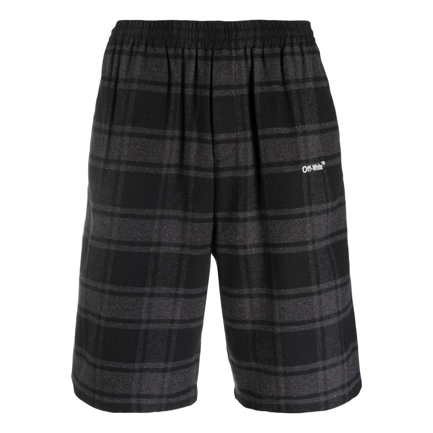 Off-White Check-Print Shorts 'Black Grey' OMCB058C99FAB0010501 sold by KicksCrew