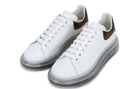 Alexander McQueen Oversized Transparent Sole Sneaker 'White Brown Crocodile' 645872WHZ4P9311 sold by KicksCrew