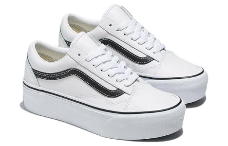 (WMNS) Vans Old Skool Stackform Leather 'White Black' VN0A7Q5MTWB sold by KicksCrew