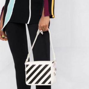 (WMNS) Off-White Diag Logo-plaque Shoulder Bag 'White Black' OWNN018F21LEA0030110 sold by KicksCrew