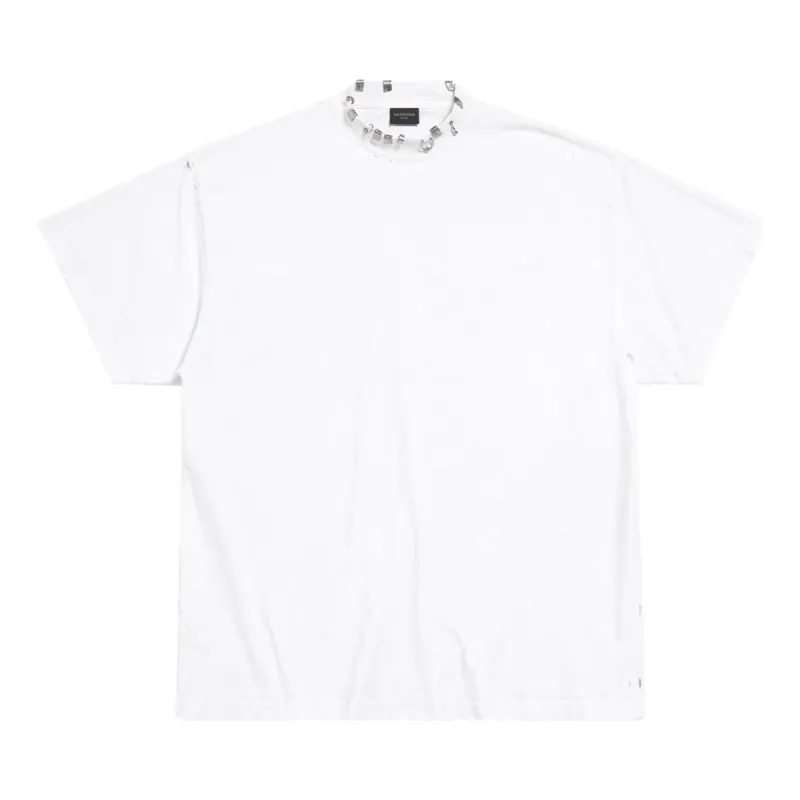 (WMNS) Balenciaga Pierced T-shirt Oversized 'White' 761460TPVD49000 sold by KicksCrew
