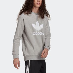 adidas original adicolor classics trefoil crewneck sweatshirt 'Medium Grey Heather White' H06650 sold by KicksCrew