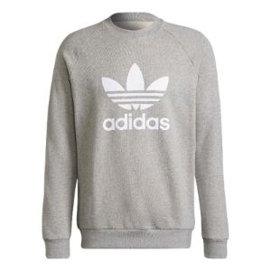 adidas original adicolor classics trefoil crewneck sweatshirt 'Medium Grey Heather White' H06650 sold by KicksCrew