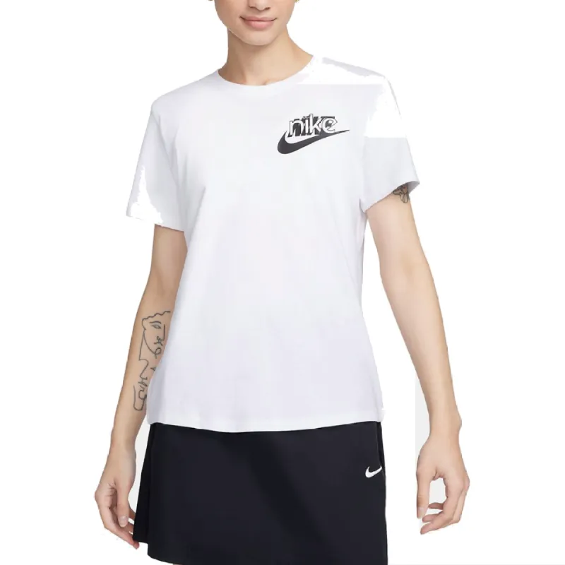 (WMNS) Nike Club LBR T-Shirt 'White Black' FQ6604-100 sold by KicksCrew