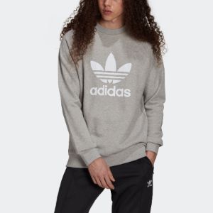 adidas original adicolor classics trefoil crewneck sweatshirt 'Medium Grey Heather White' H06650 sold by KicksCrew