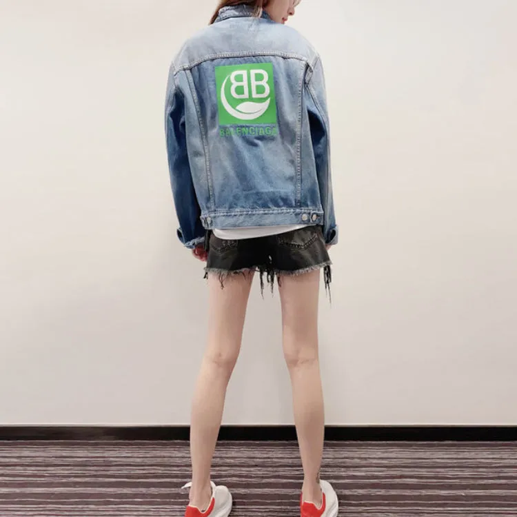 Balenciaga Back Logo Denim Jacket 'Blue Green' 606170TDW144065 sold by KicksCrew product image thumbnail 4