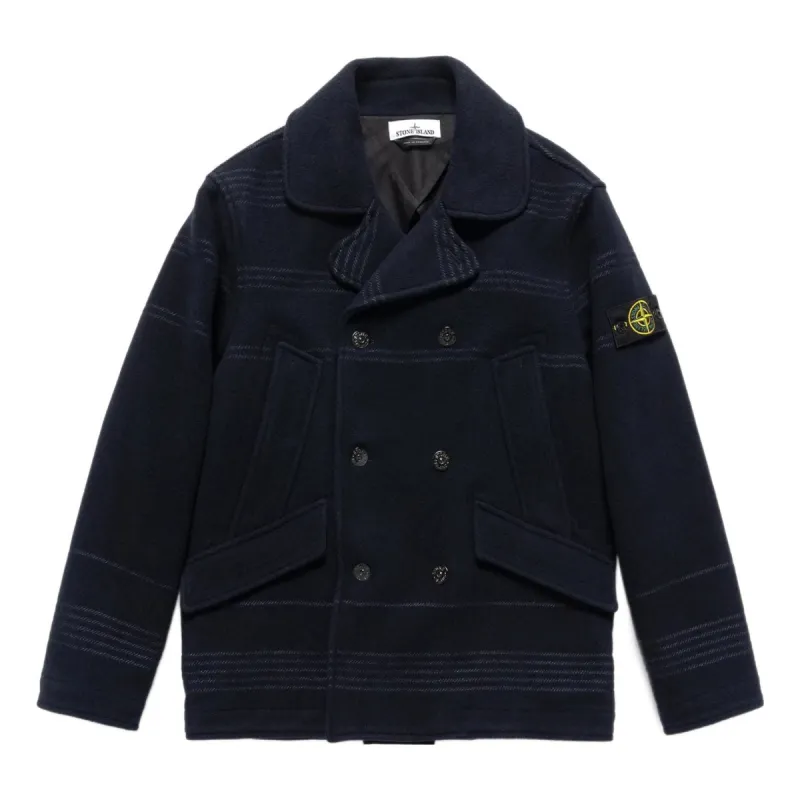 STONE ISLAND Double-Breasted Logo Patch Jacket 'Black' 771542952-V0020 sold by KicksCrew