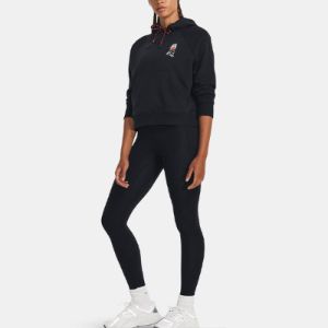 (WMNS) Under Armour Heavyweight Terry Rose Hoodie 'Black' 1379834-001 sold by KicksCrew