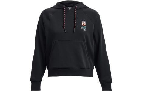 (WMNS) Under Armour Heavyweight Terry Rose Hoodie 'Black' 1379834-001 sold by KicksCrew