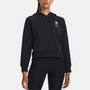 (WMNS) Under Armour Heavyweight Terry Rose Hoodie 'Black' 1379834-001 sold by KicksCrew