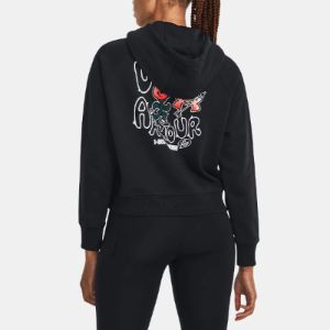 (WMNS) Under Armour Heavyweight Terry Rose Hoodie 'Black' 1379834-001 sold by KicksCrew