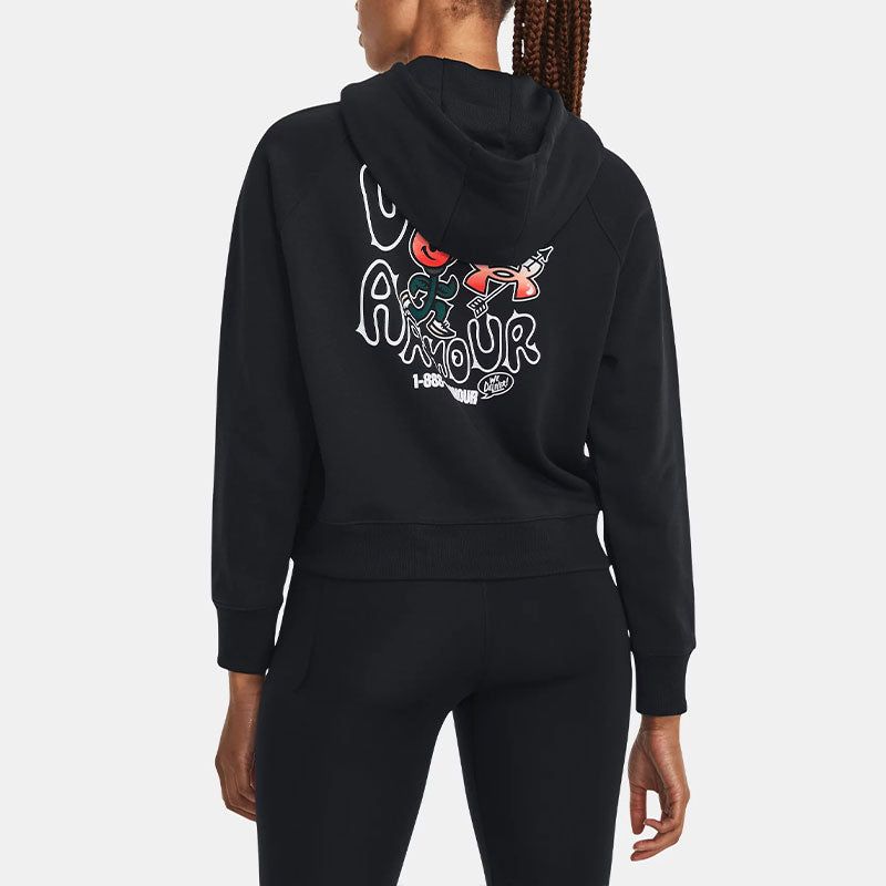 (WMNS) Under Armour Heavyweight Terry Rose Hoodie 'Black' 1379834-001 sold by KicksCrew product image thumbnail 4