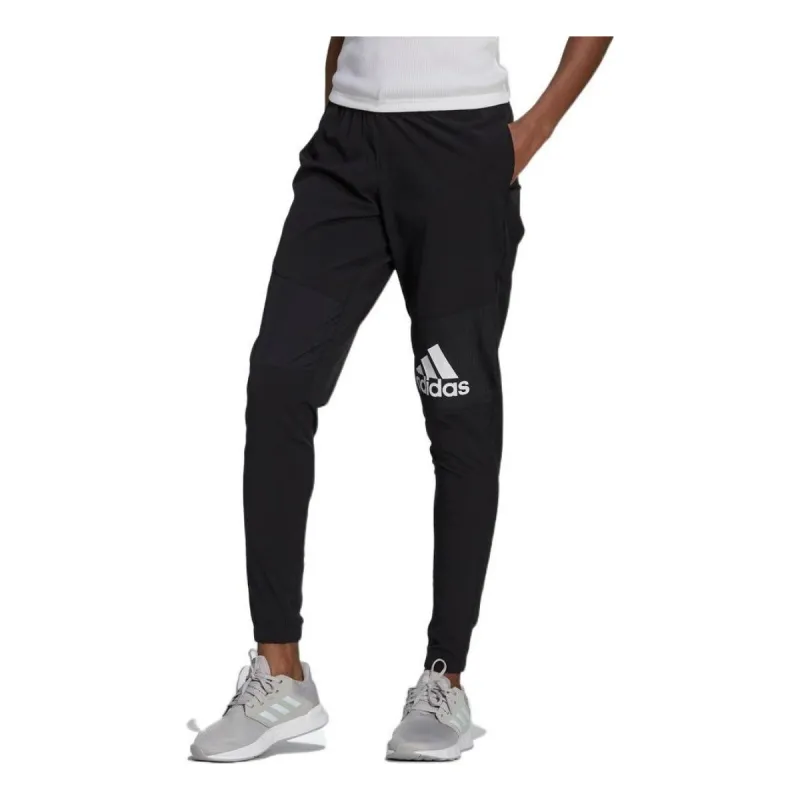 (WMNS) adidas AEROREADY Lightweight Stretchy Woven Sport Pants Asia Sizing 'Black White' GL3927 sold by KicksCrew