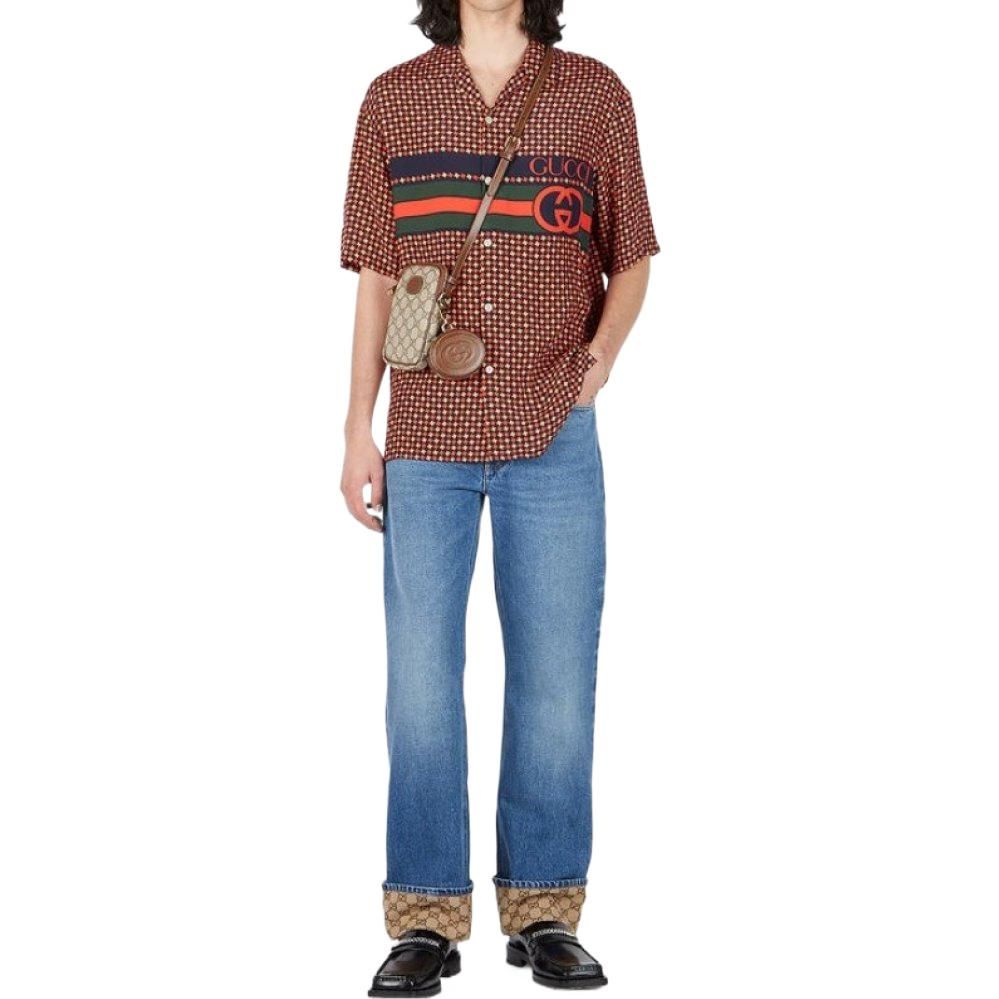 Gucci Geometric Houndstooth Print Bowling Shirt 'Blue Red' 731961-ZAL6I-4956 sold by KicksCrew product image thumbnail 3