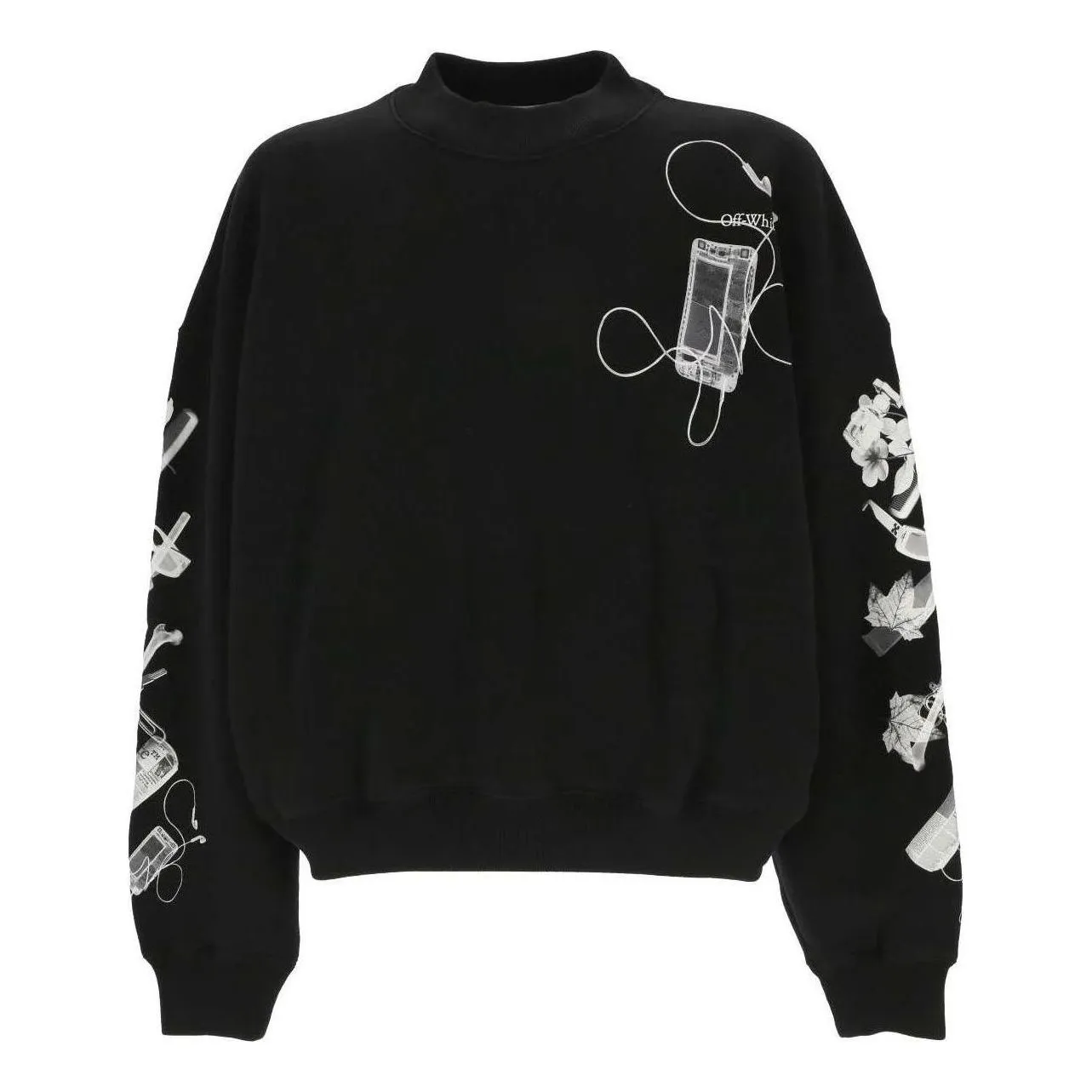 Off-White Scan Arr Over Crewneck Sweatshirt 'Black White' OMBA070S24FLE0011009 sold by KicksCrew