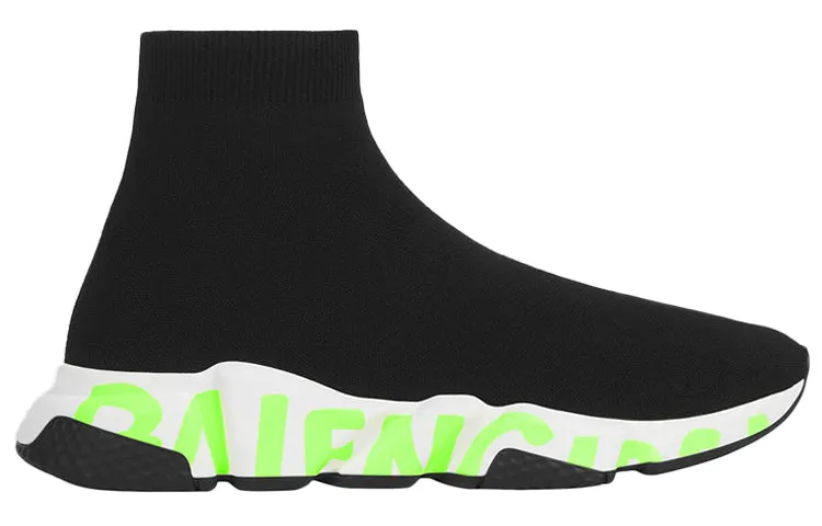 Balenciaga Speed Graffiti Sneakers 'Black Knit Fluo Green Graffiti Sole Unit' 605972W05GY1935 sold by KicksCrew product image thumbnail 2