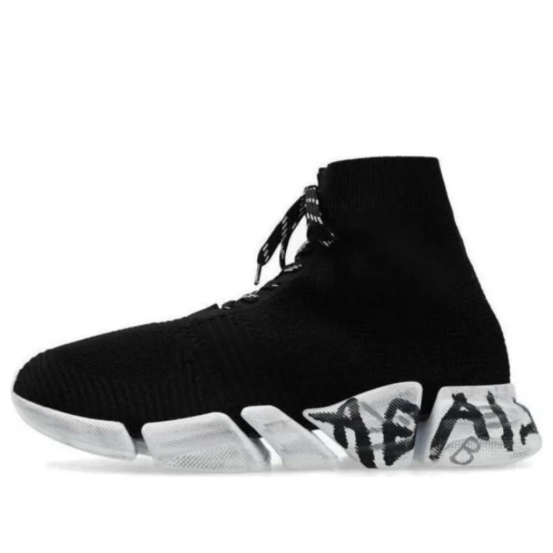 Balenciaga Speed 2.0 Lace Up Sneakers 'Black Recycled Knit and White Sole Unit' 617258W2DD41091 sold by KicksCrew