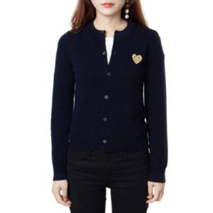 (WMNS) COMME des GARCONS PLAY Cardigan Gold Emblem 'Navy' AZ-N049-051-2 sold by KicksCrew