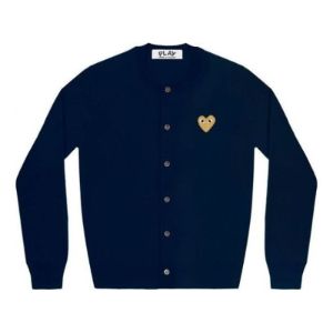 (WMNS) COMME des GARCONS PLAY Cardigan Gold Emblem 'Navy' AZ-N049-051-2 sold by KicksCrew