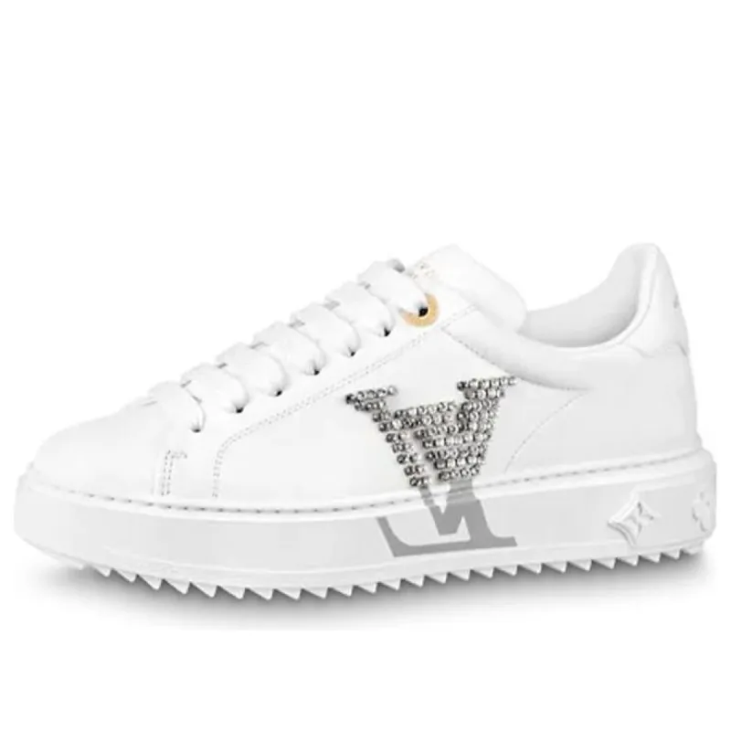 (WMNS) LOUIS VUITTON Time Out Sneakers 'White with Large Crystal Side Logo' 1A9Q2E sold by KicksCrew