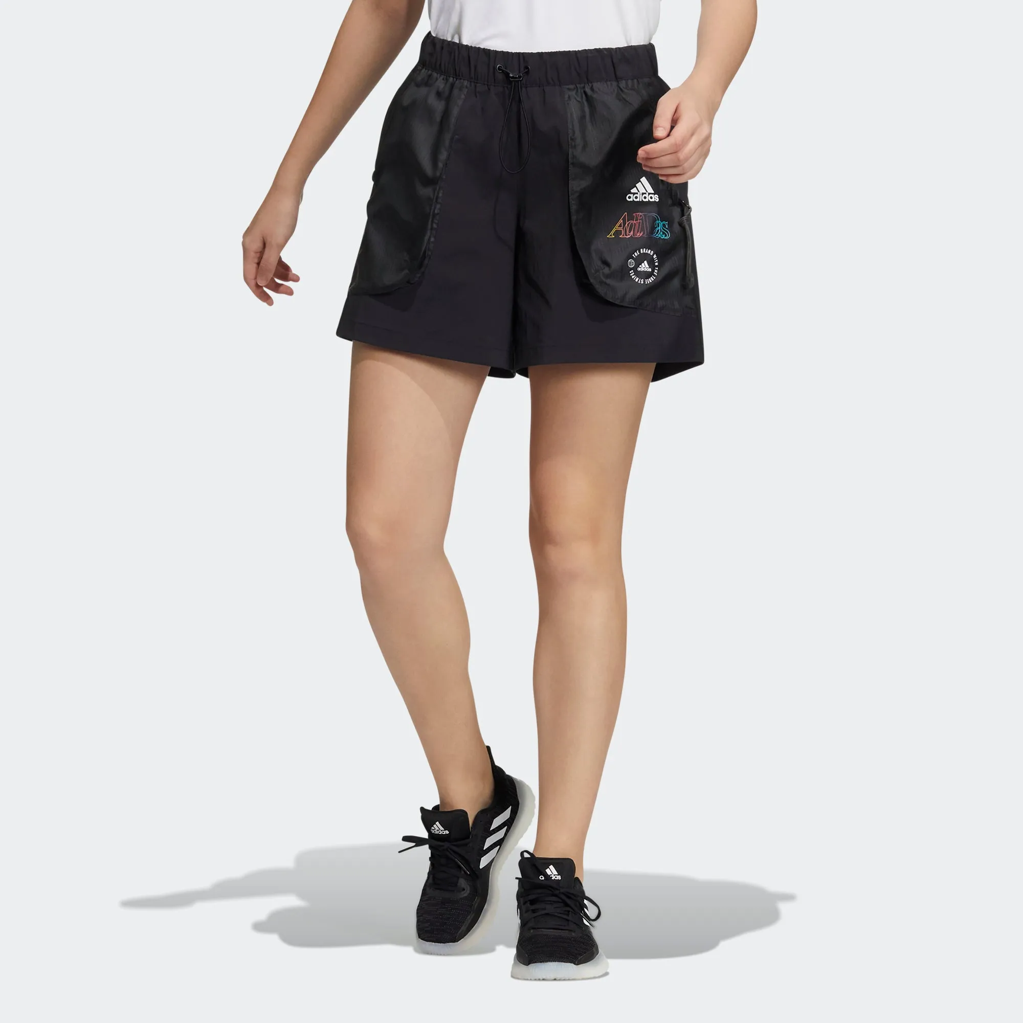 (WMNS) adidas Woven Shorts 'Black' HB6596 sold by KicksCrew product image thumbnail 2