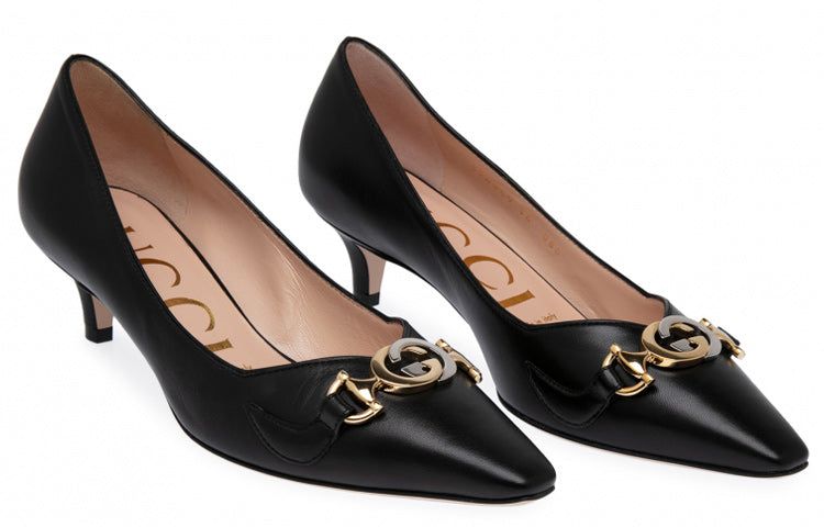 (WMNS) GUCCI Zumi Leather Pumps 'Black' 596859-C9D00-1000 sold by KicksCrew product image thumbnail 2