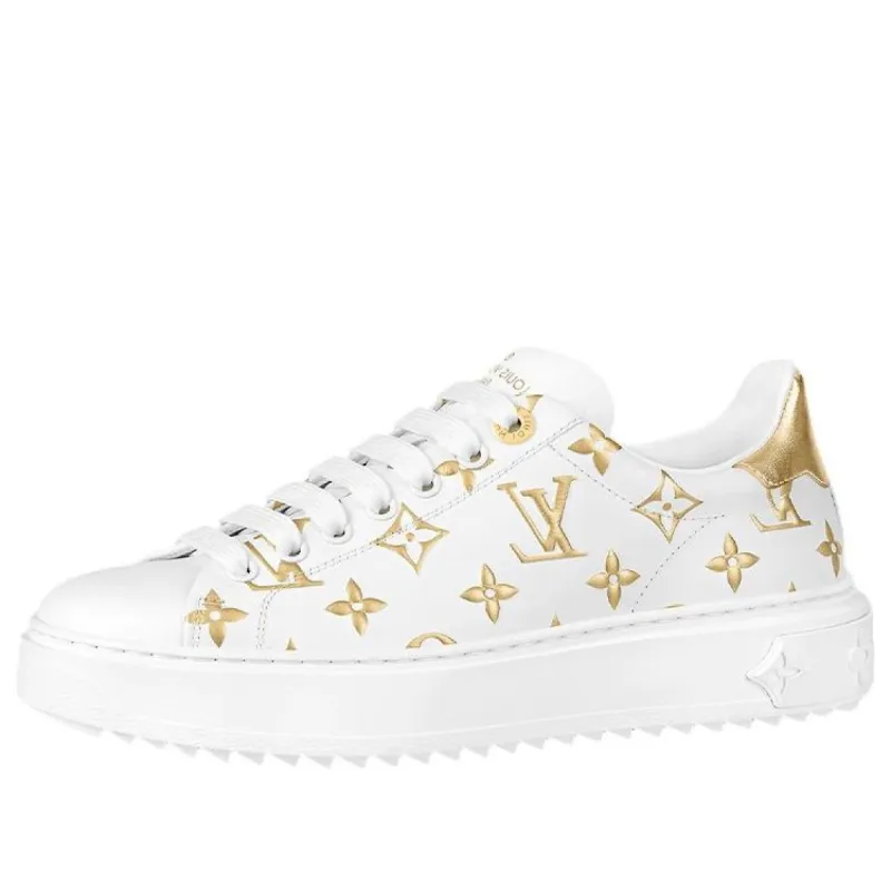 (WMNS) LOUIS VUITTON Time Out Sneakers 'White with Gold Monogram' 1A8TAA sold by KicksCrew