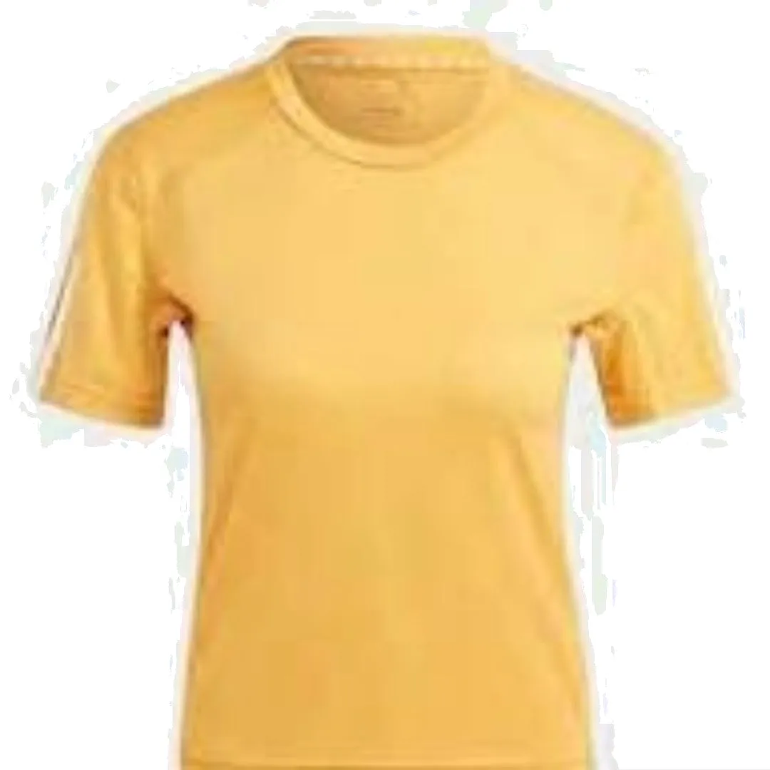 (WMNS) adidas Train Essentials Train Cotton 3-Stripes Crop T-Shirt Asia Sizing 'Yellow' IM5029 sold by KicksCrew