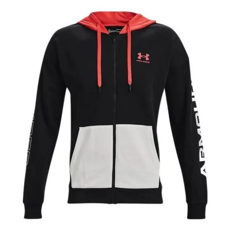 Under Armour Rival Colorblock Fleece Full Zip Jacket 'Black White Orange' 1361605-001 sold by KicksCrew