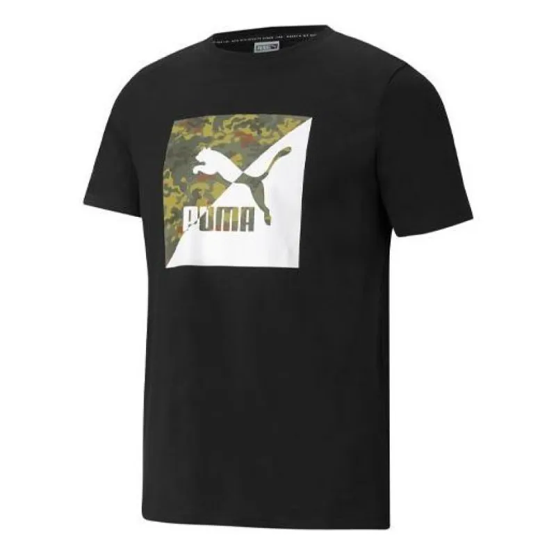 PUMA Classics Camo Logo Tee 'Black' 599821-01 sold by KicksCrew